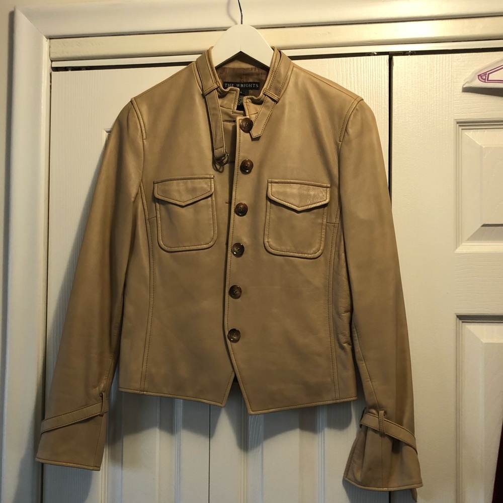 Womens The Wrights Tan Leather Jacket Size 6